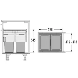 HAILO Euro Cargo afvalemmer 2 x 38 liter met softclose tbv kastmaat 2294