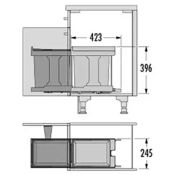 Hailo Solo inbouw Afvalemmer vanaf kastmaat 40cm 2325