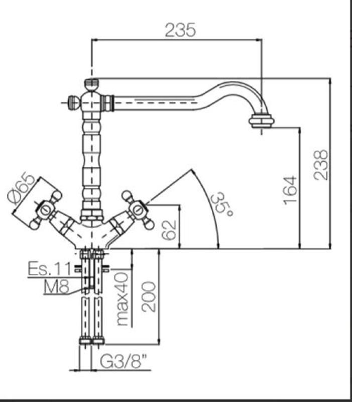 PB Nostalgische keukenkraan V1910 Chroom