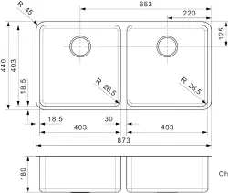 Reginox Ohio 40x40 + 40x40 dubbele RVS spoelbak B09H6LLU08GDS.9 R16596