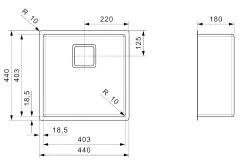 Reginox Texas R10 buitenradius 40 x 40 middel RVS spoelbak R28025